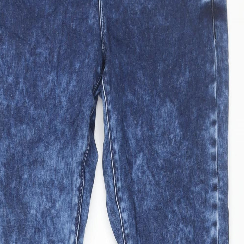 Topshop Womens Blue Cotton Skinny Jeans Size 32 in L34 in Regular Zip - Acid Wash