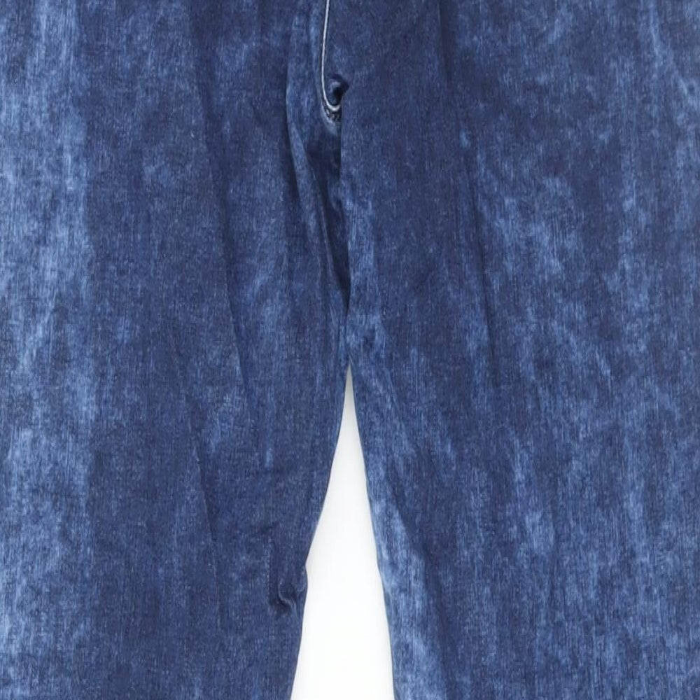 Topshop Womens Blue Cotton Skinny Jeans Size 32 in L34 in Regular Zip - Acid Wash