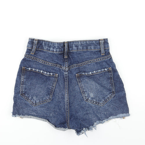 Denim & Co. Womens Blue Cotton Cut-Off Shorts Size 4 Regular Zip - Distressed