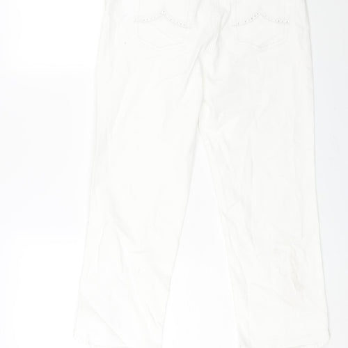 Gerry Weber Womens White Cotton Cropped Jeans Size 14 L24 in Regular Zip