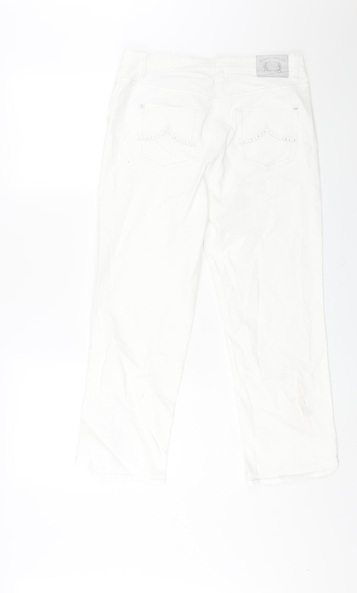 Gerry Weber Womens White Cotton Cropped Jeans Size 14 L24 in Regular Zip