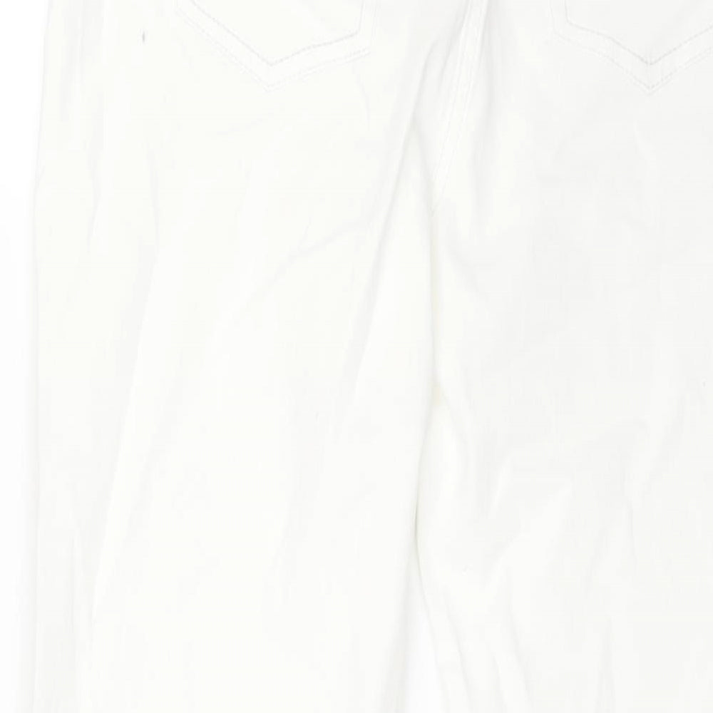 Gerry Weber Womens White Cotton Cropped Jeans Size 14 L24 in Regular Zip