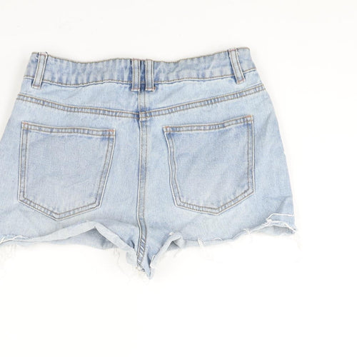 Matalan Girls Blue Cotton Cut-Off Shorts Size 12 Years Regular Zip - Distressed