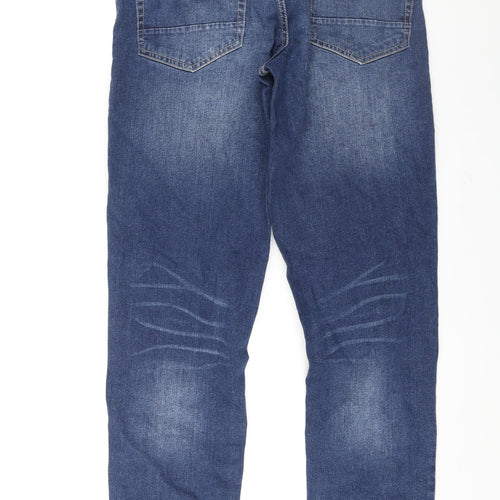 Avenue Mens Blue Cotton Straight Jeans Size 32 in L33 in Slim Zip