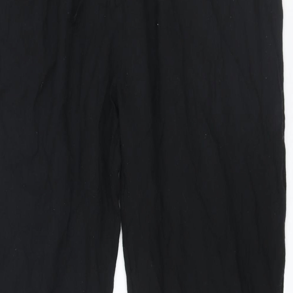 NEXT Womens Black Polyester Trousers Size 12 L27 in Regular Zip - Drawstring Waist