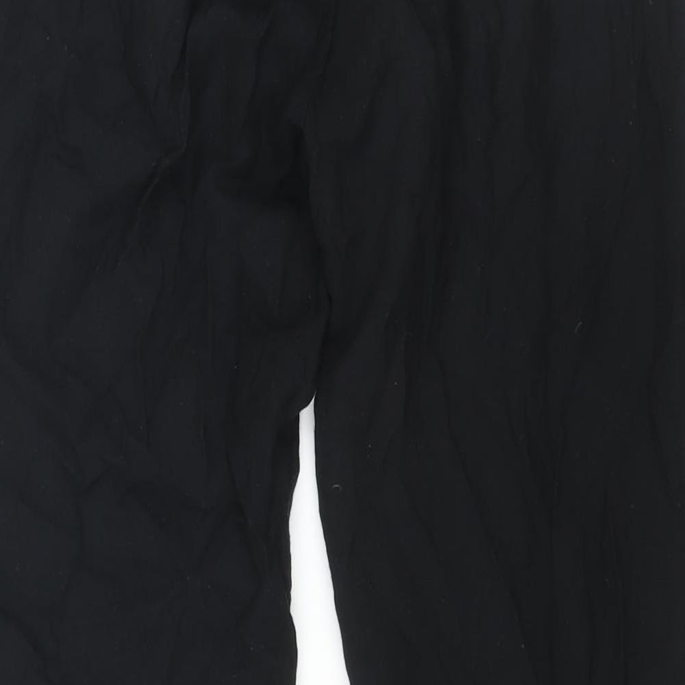 NEXT Womens Black Polyester Trousers Size 12 L27 in Regular Zip - Drawstring Waist