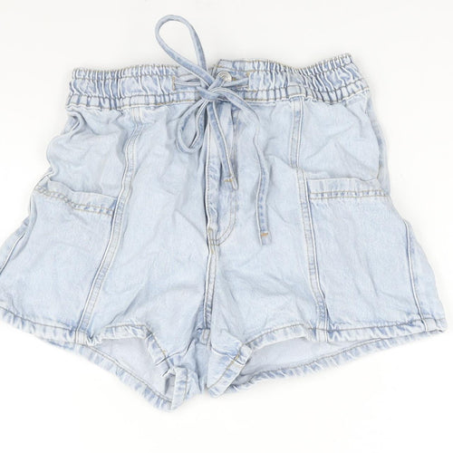 Denim & Co. Womens Blue Cotton Basic Shorts Size S L3 in Regular Drawstring