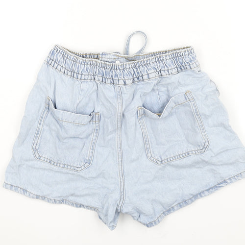 Denim & Co. Womens Blue Cotton Basic Shorts Size S L3 in Regular Drawstring