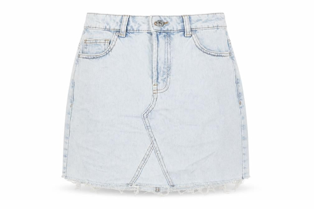 Denim & Co. Womens Blue Cotton A-Line Skirt Size 10 Zip - Raw Hem