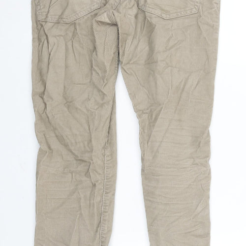 Marks and Spencer Mens Beige Cotton Trousers Size 30 in L29 in Regular Zip