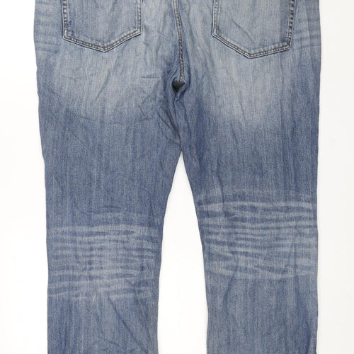 TU Mens Blue Cotton Straight Jeans Size 44 in L32 in Regular Zip