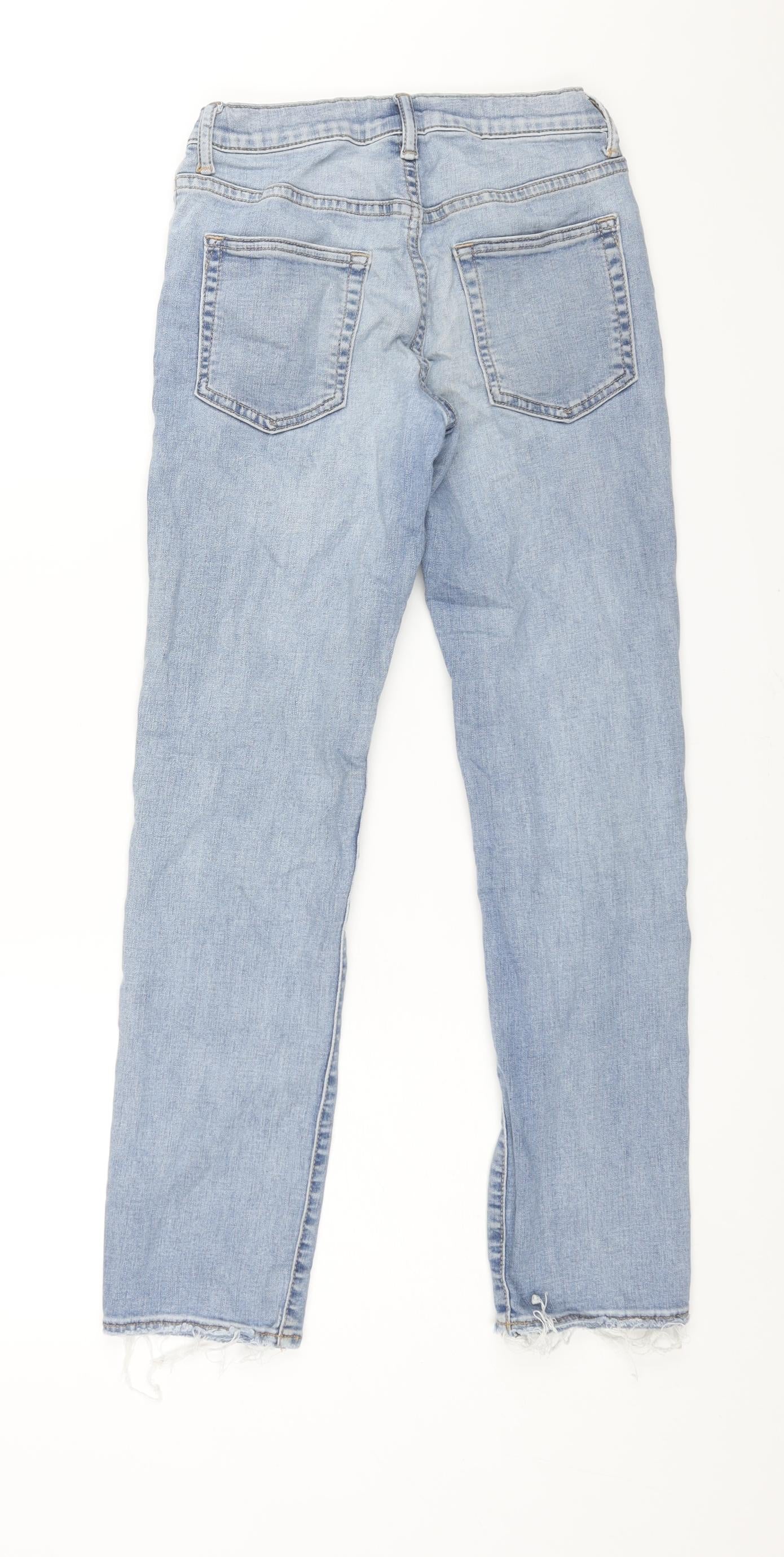 Gap Boys Blue Cotton Straight Jeans Size 12 Years L27 in Regular Zip - Distressed