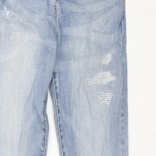 Gap Boys Blue Cotton Straight Jeans Size 12 Years L27 in Regular Zip - Distressed