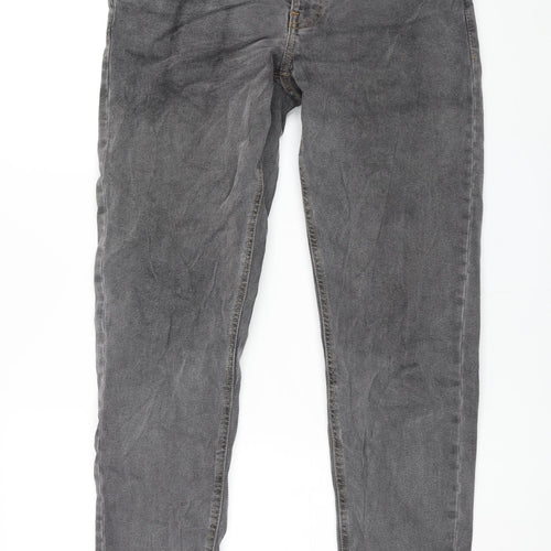 ASOS Mens Grey Cotton Straight Jeans Size 32 in L32 in Regular Zip