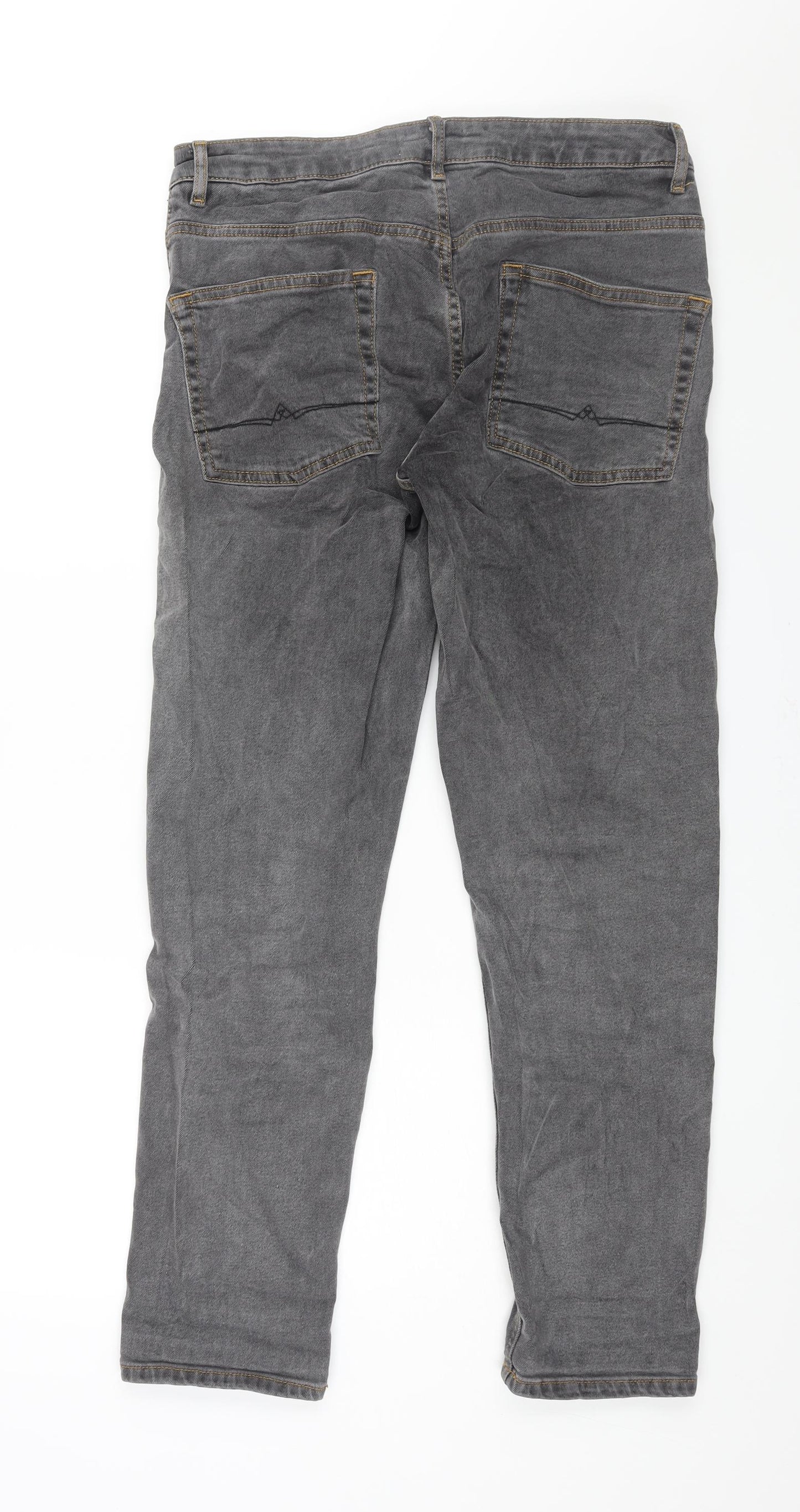ASOS Mens Grey Cotton Straight Jeans Size 32 in L32 in Regular Zip