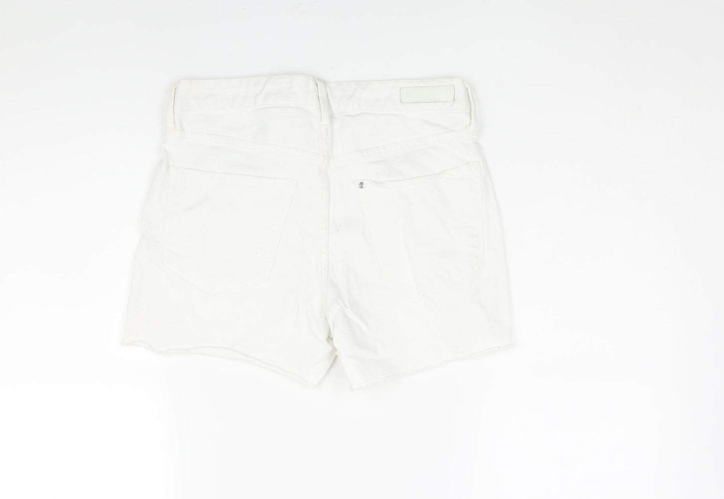 H&M Womens White Cotton Cut-Off Shorts Size 30 in L4 in Regular Zip