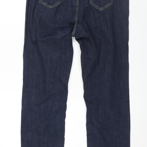 Per Una Womens Blue Cotton Straight Jeans Size 16 L32 in Regular Zip
