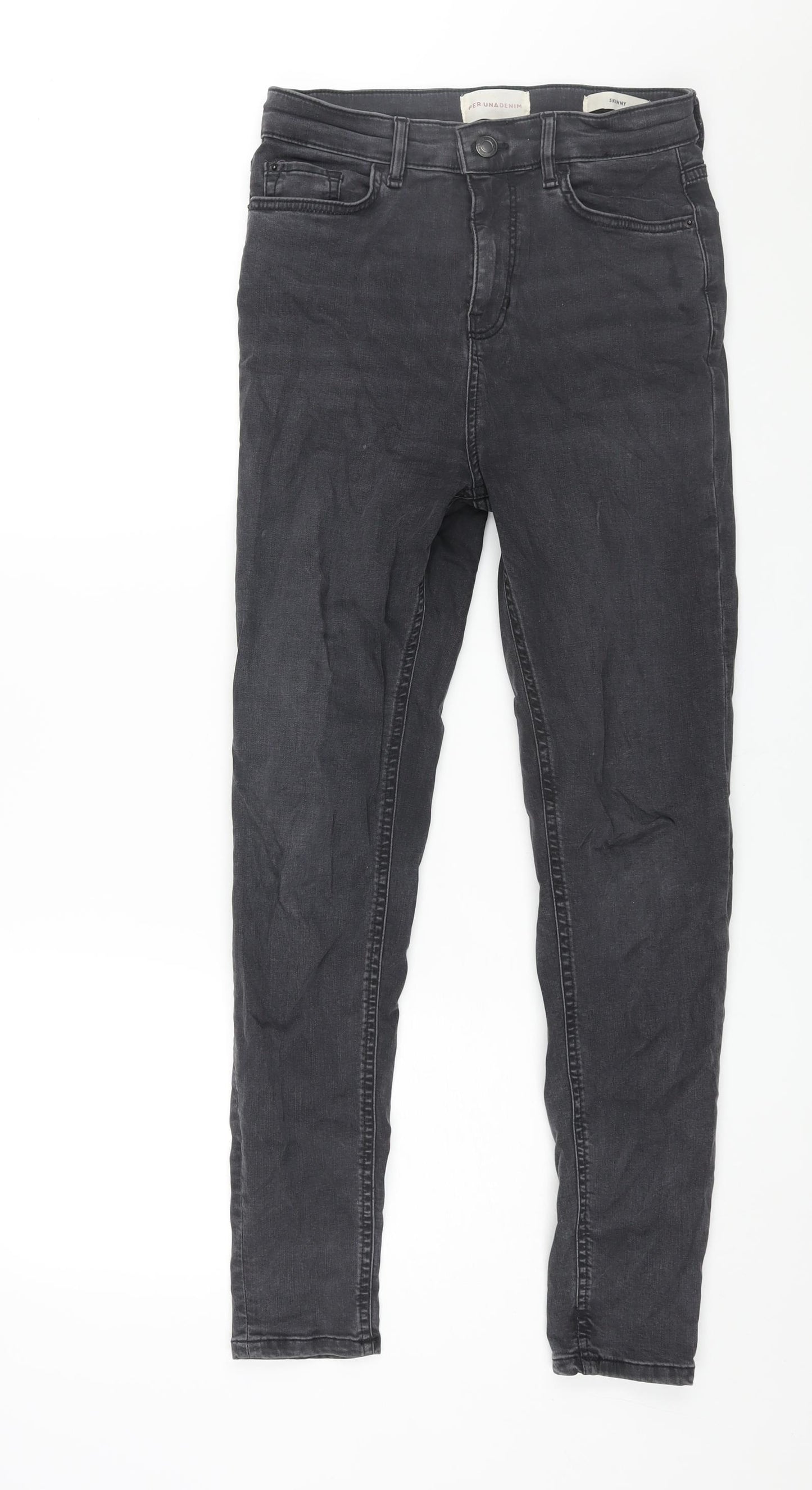Per Una Womens Grey Cotton Skinny Jeans Size 10 L28 in Regular Zip