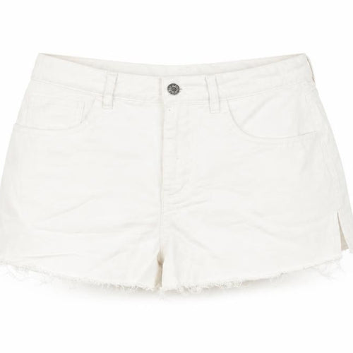 AsYou Womens White Cotton Cut-Off Shorts Size 12 Regular Zip - Side Slits