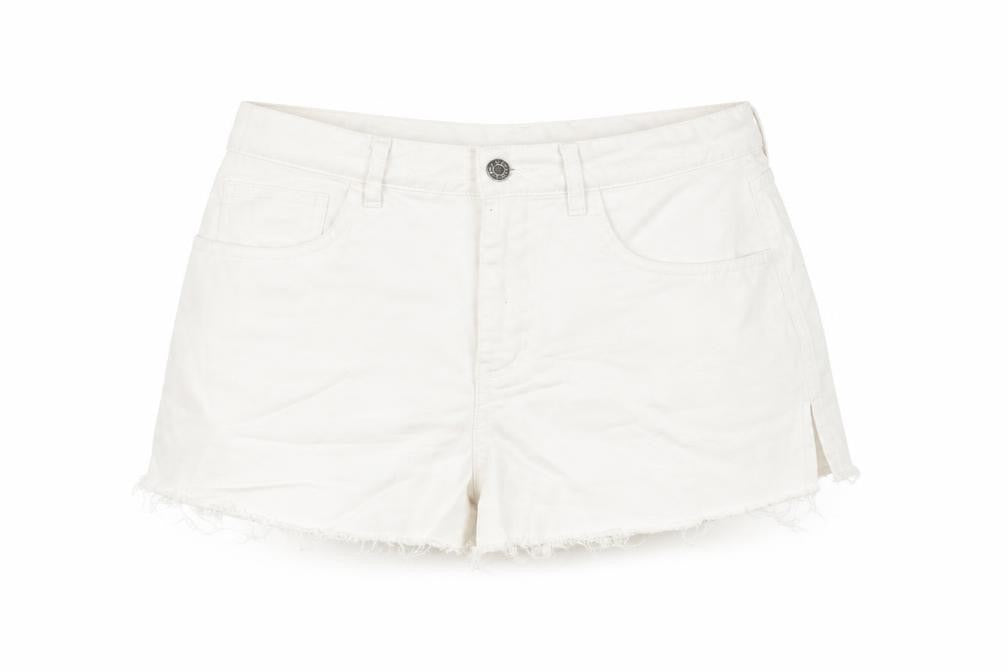 AsYou Womens White Cotton Cut-Off Shorts Size 12 Regular Zip - Side Slits