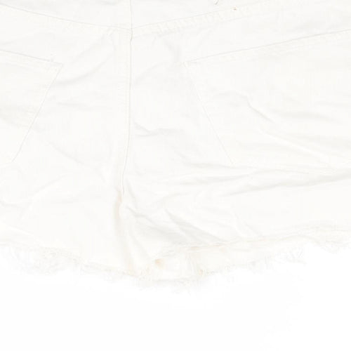 AsYou Womens White Cotton Cut-Off Shorts Size 12 Regular Zip - Side Slits