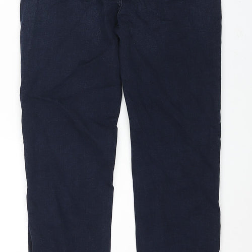 Marks and Spencer Womens Blue Cotton Straight Jeans Size 12 L30 in Regular Zip