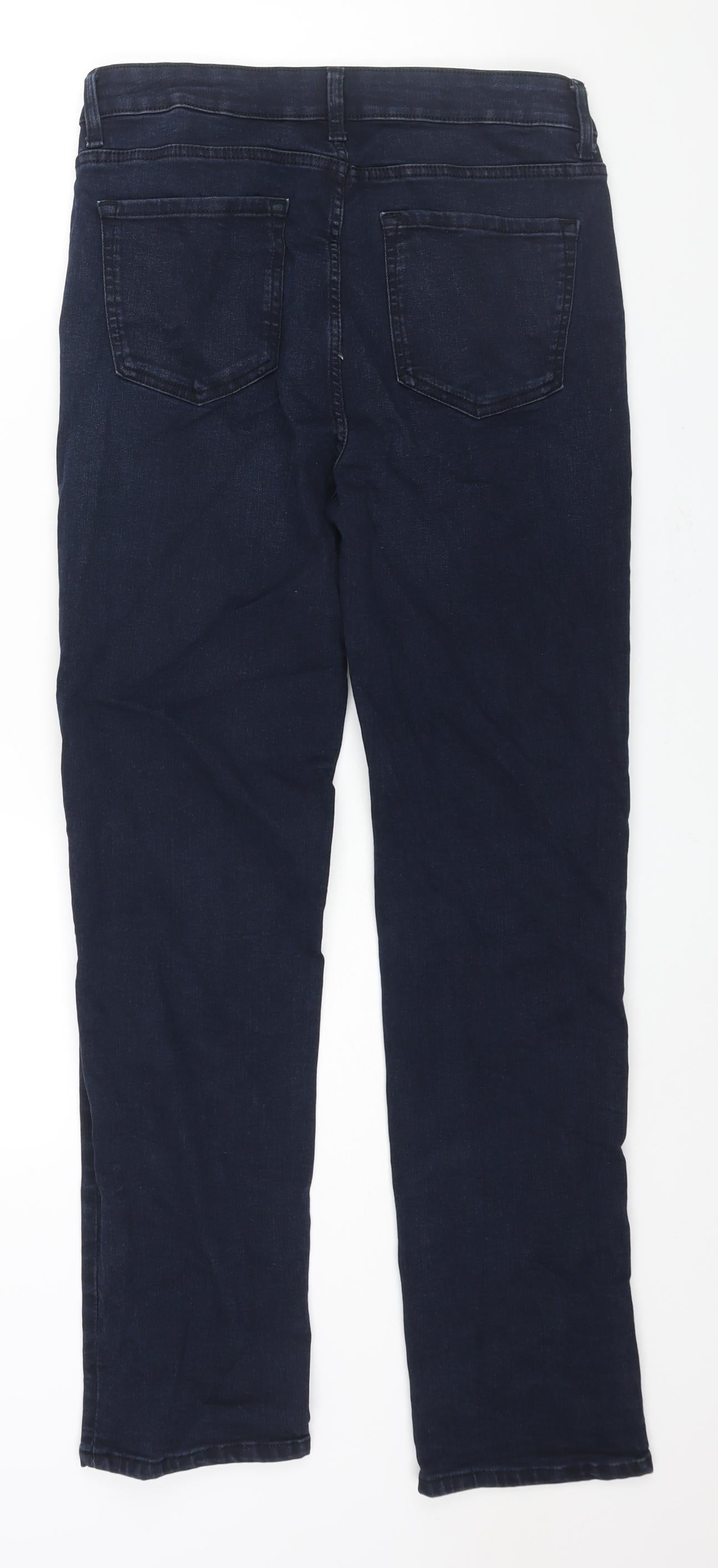 Marks and Spencer Womens Blue Cotton Straight Jeans Size 12 L30 in Regular Zip