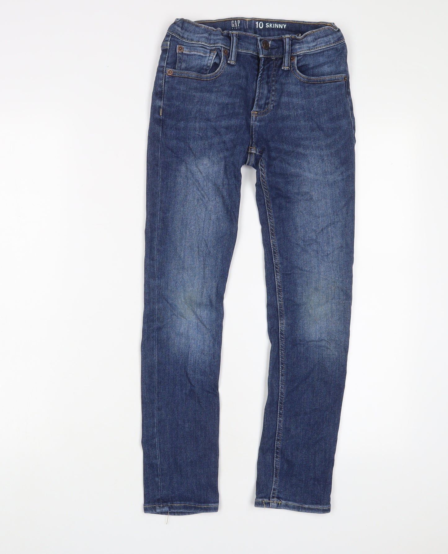 Gap Boys Blue Cotton Skinny Jeans Size 10-11 Years L24 in Regular Zip - Adjustable waist, Pockets
