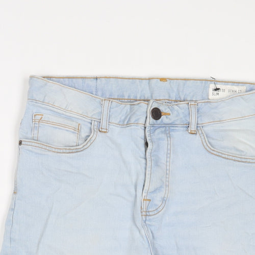 Denim & Co. Mens Blue Cotton Bermuda Shorts Size 32 in L10 in Slim Button