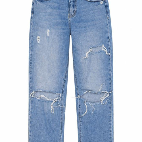 Denim & Co. Womens Blue Cotton Straight Jeans Size 8 L25 in Regular Zip
