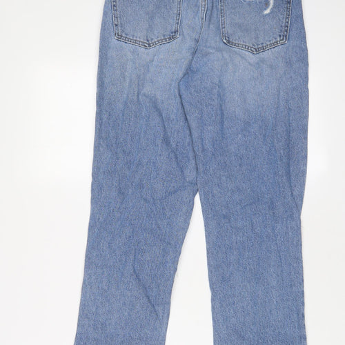 Denim & Co. Womens Blue Cotton Straight Jeans Size 8 L25 in Regular Zip