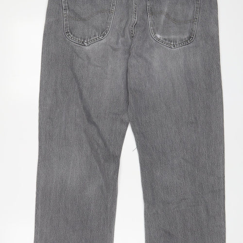 Lee Mens Grey Cotton Straight Jeans Size 36 in L26 in Regular Zip