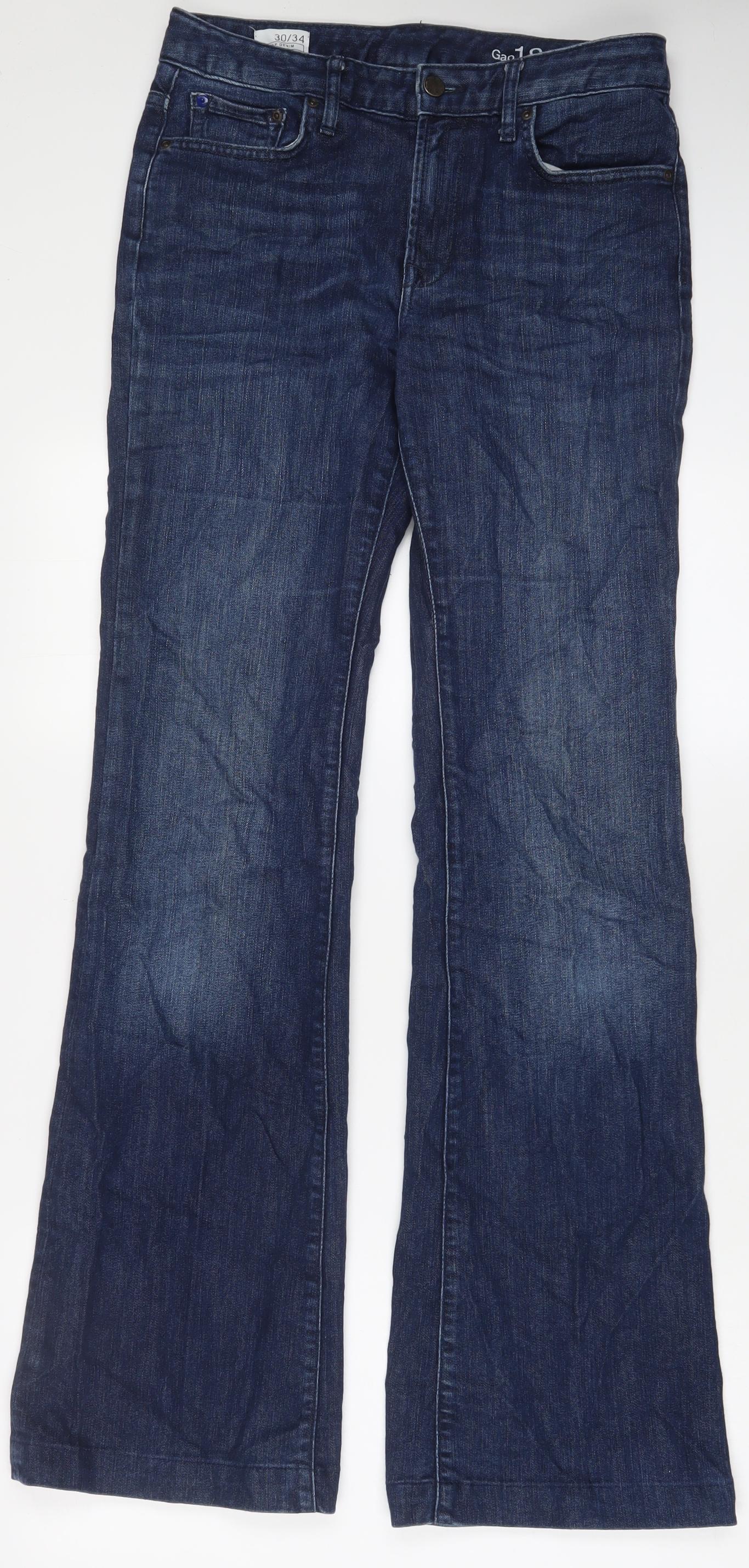 Gap Womens Blue Cotton Bootcut Jeans Size 30 in L34 in Regular Zip