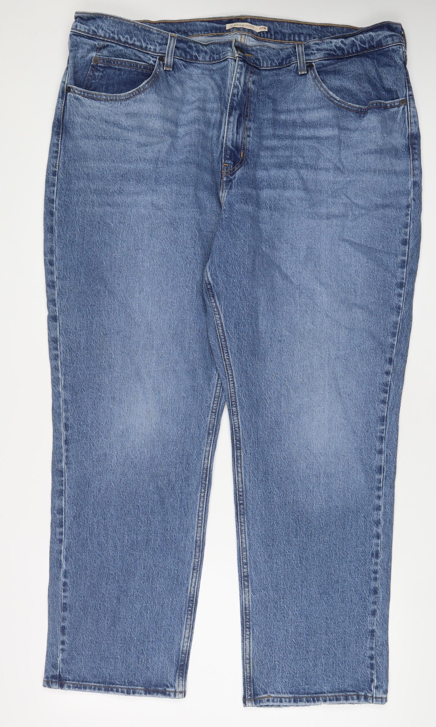 Levi's Womens Blue Cotton Straight Jeans Size 22 L31 in Slim Zip