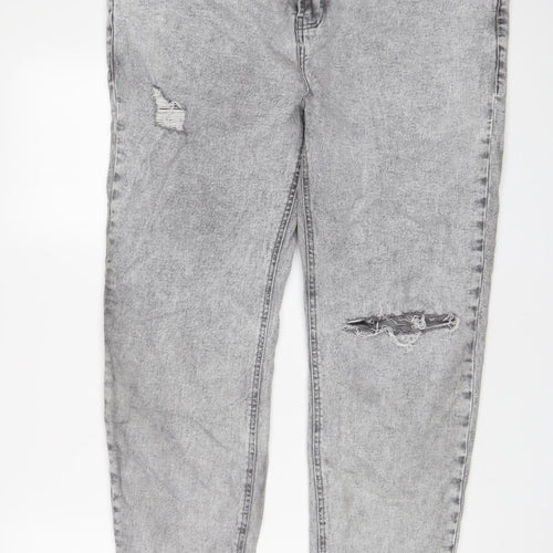 Housebrand Womens Grey Cotton Tapered Jeans Size 36 in L34 in Regular Zip