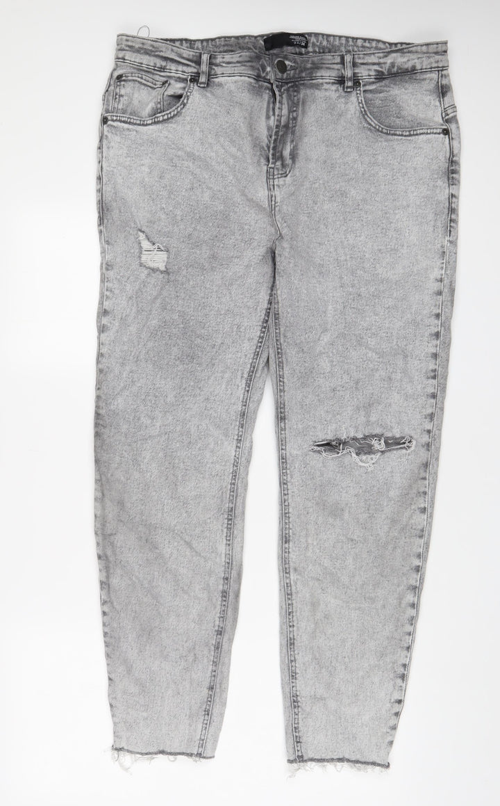 Housebrand Womens Grey Cotton Tapered Jeans Size 36 in L34 in Regular Zip