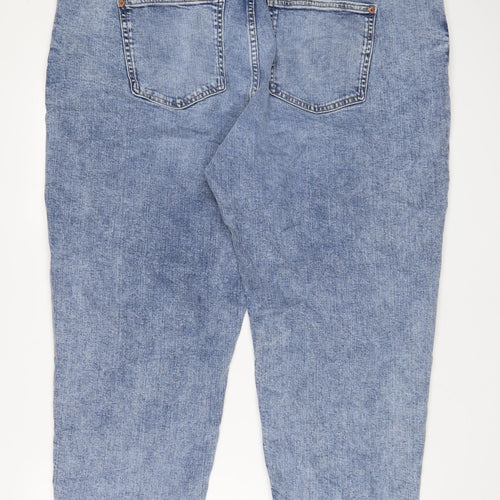 Marks and Spencer Womens Blue Cotton Boyfriend Jeans Size 24 L27 in Regular Zip