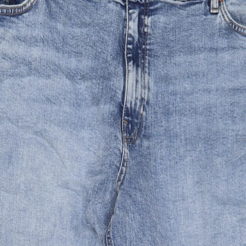 Marks and Spencer Womens Blue Cotton Boyfriend Jeans Size 24 L27 in Regular Zip