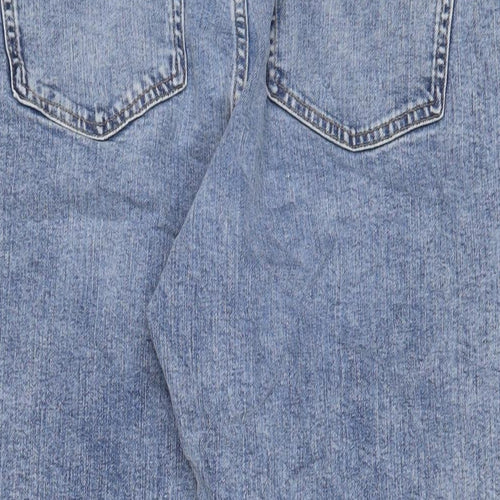 Marks and Spencer Womens Blue Cotton Boyfriend Jeans Size 24 L27 in Regular Zip