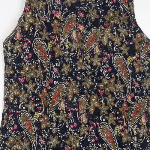 Glamorous Womens Multicoloured Floral Cotton A-Line Size 10 Boat Neck Zip