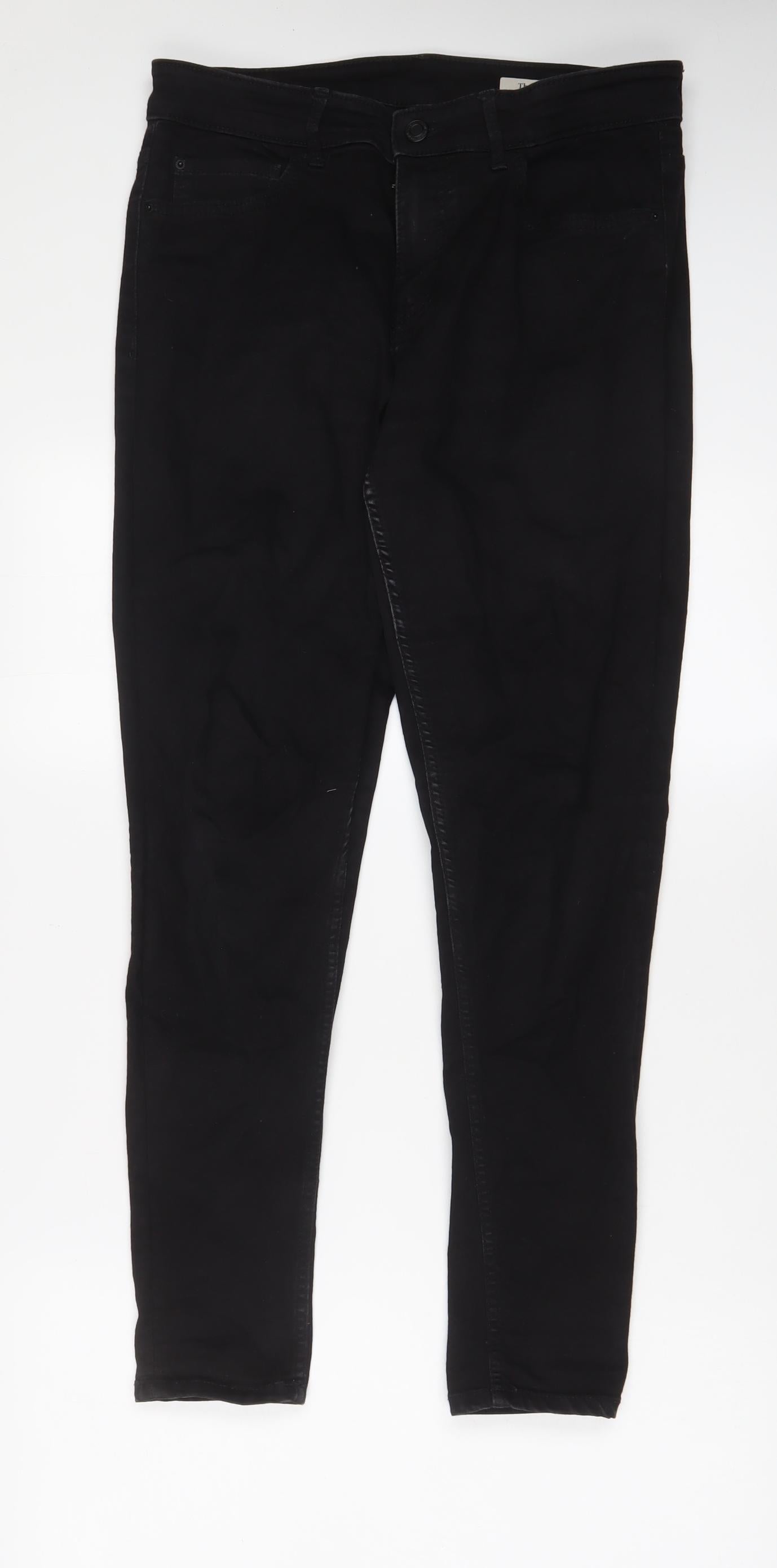 Marks and Spencer Womens Black Cotton Skinny Jeans Size 12 L28 in Regular Zip