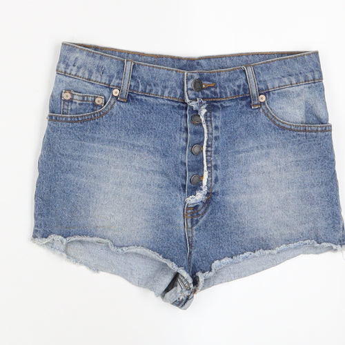 Cheap Monday Womens Blue Cotton Basic Shorts Size 29 in Regular Button