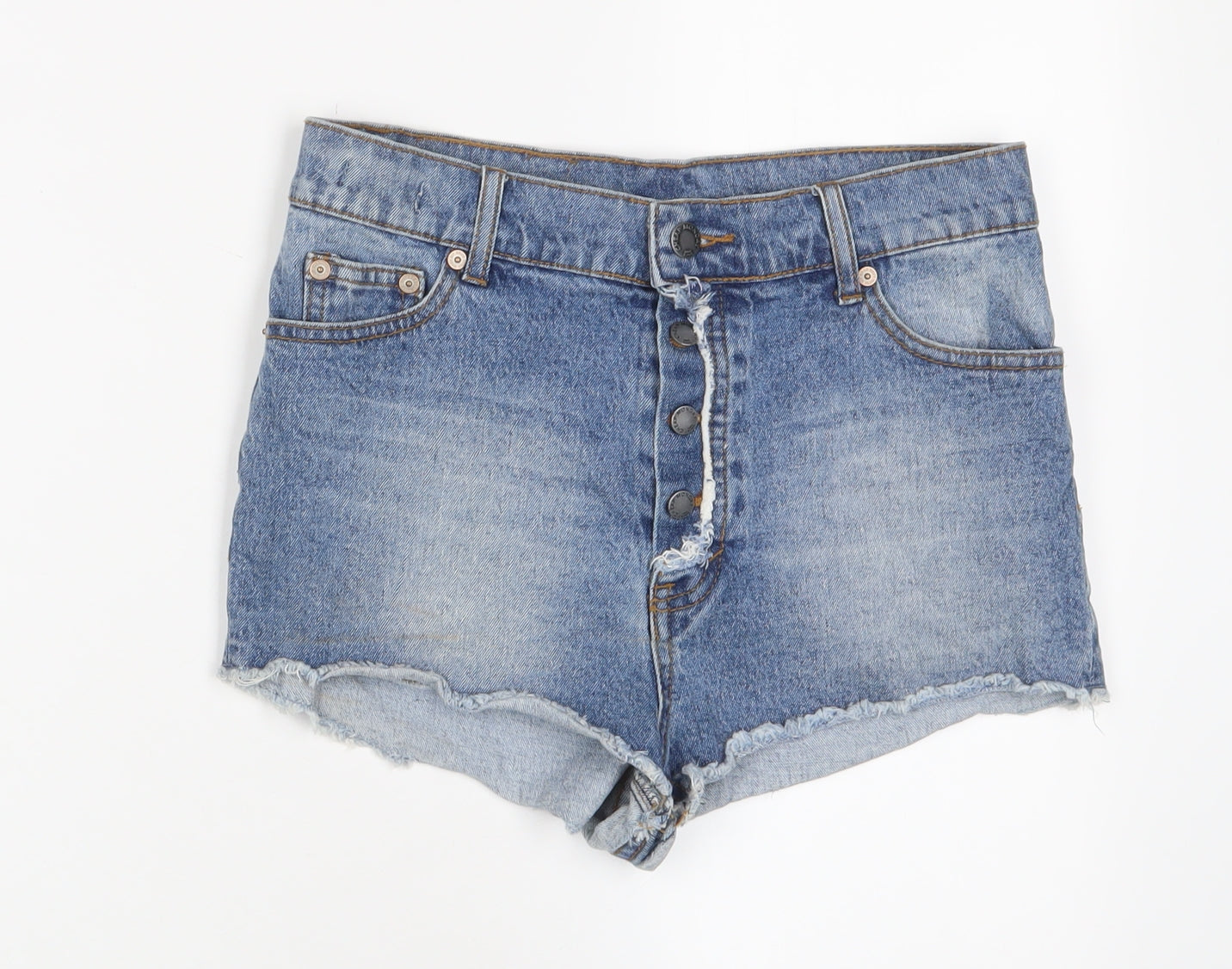 Cheap Monday Womens Blue Cotton Basic Shorts Size 29 in Regular Button