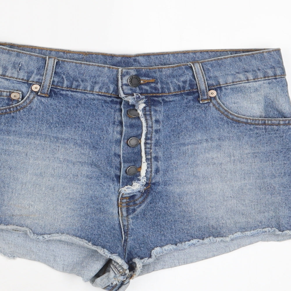 Cheap Monday Womens Blue Cotton Basic Shorts Size 29 in Regular Button
