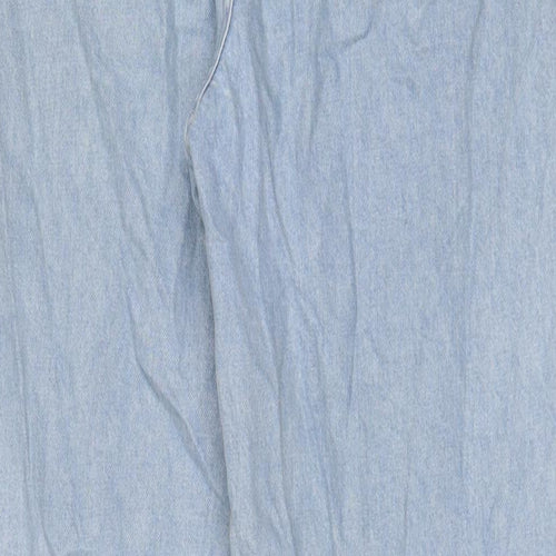 NA-KD Womens Blue Cotton Wide-Leg Jeans Size 10 L31 in Regular Zip