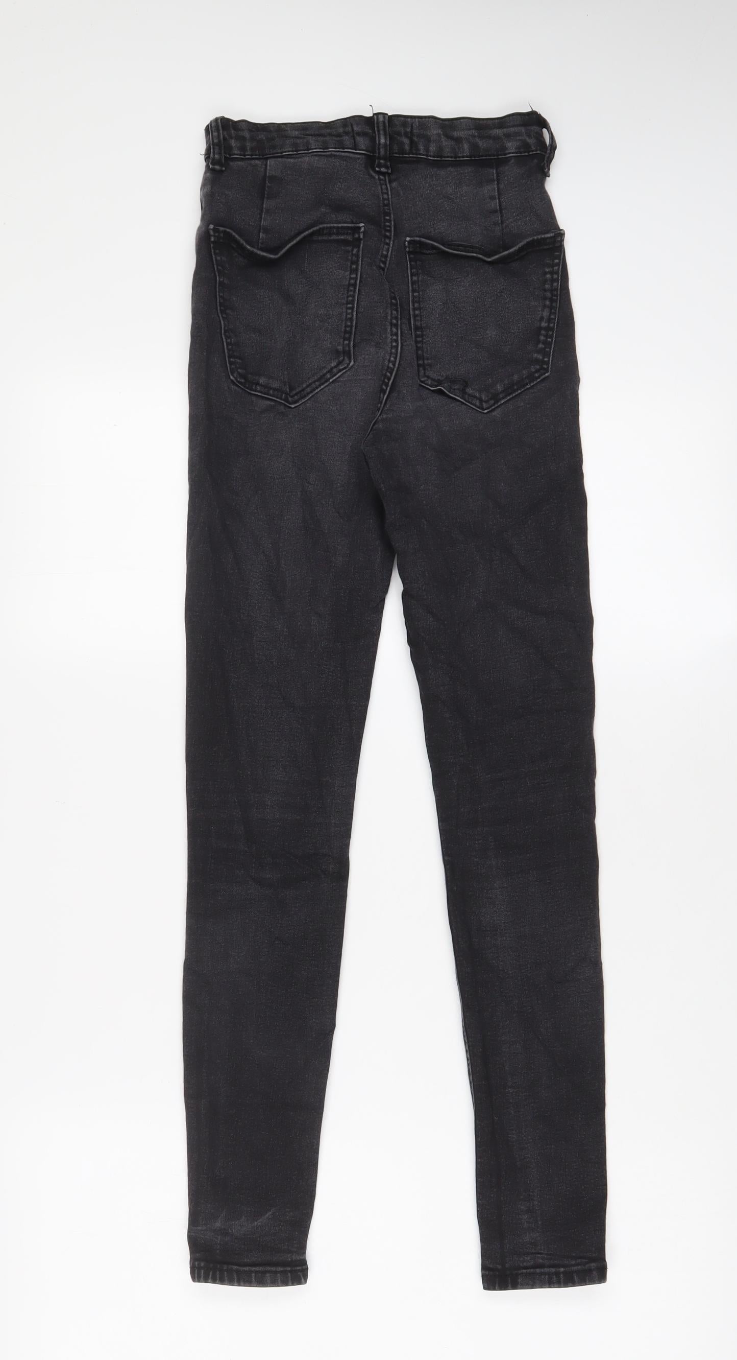 Zara Womens Black Cotton Skinny Jeans Size 6 L27 in Regular Zip