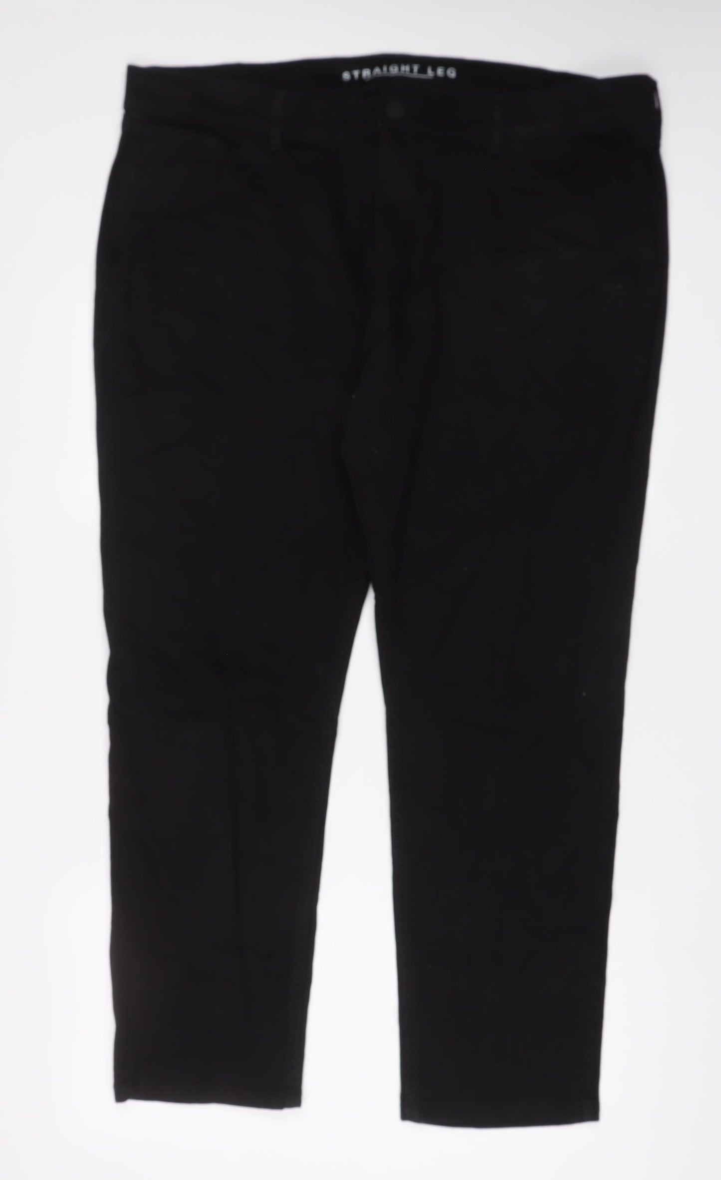 Marks and Spencer Womens Black Cotton Straight Jeans Size 22 L30 in Regular Zip
