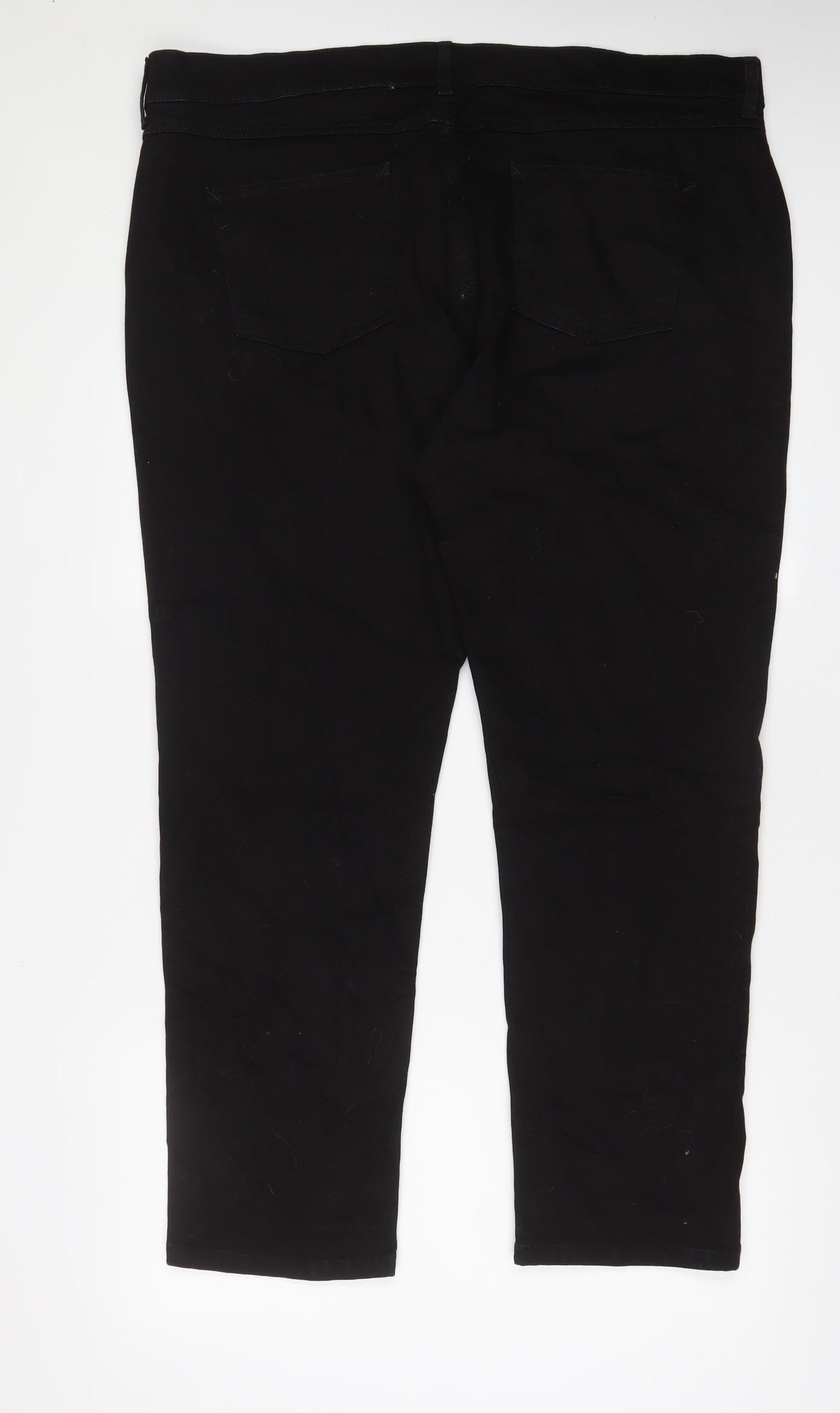 Marks and Spencer Womens Black Cotton Straight Jeans Size 22 L30 in Regular Zip