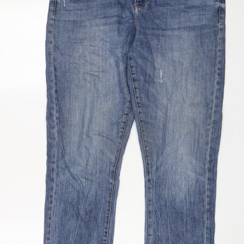 Picro Womens Blue Cotton Boyfriend Jeans Size 31 in L30 in Slim Zip