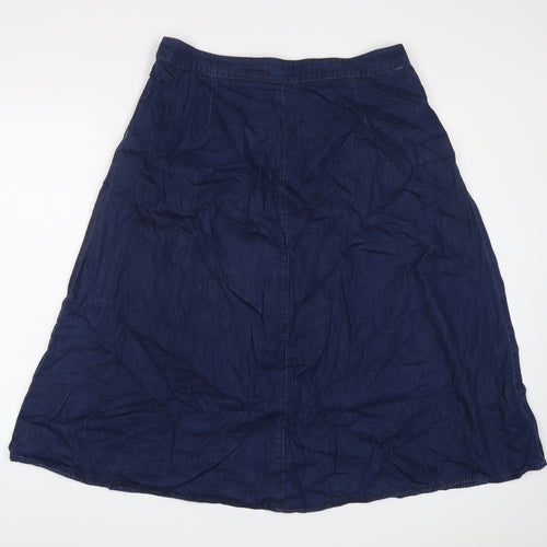 Phase Eight Womens Blue Cotton A-Line Skirt Size 16 Button